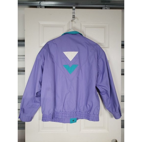 Casual Club All Around the World VINTAGE Windbreaker Jacket purple & Aqua Large - Picture 9 of 9